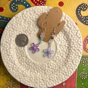 Floral Kids Earrings - Purple and Pink